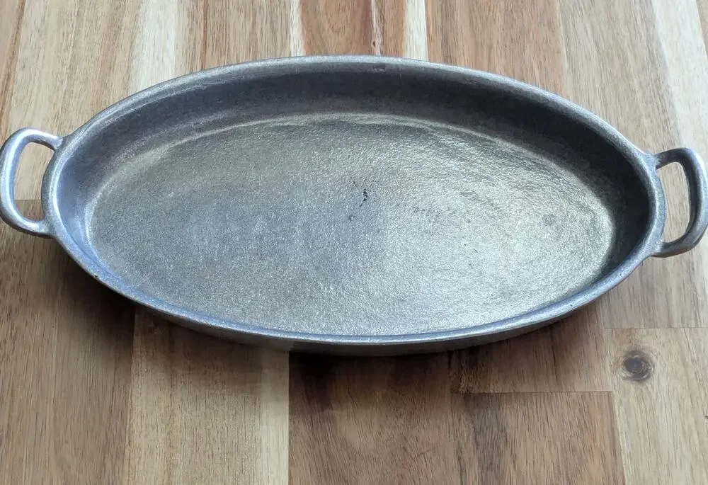 Vintage York Metalcrafters Pewter Oval Serving Dish Casserole Tray  Handles 12